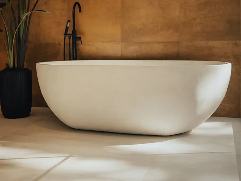 Baignoire de beton model ola 66 couleur blanc poli.