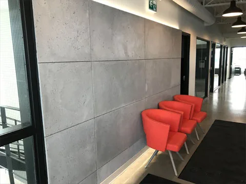 Plaque murale industiel en beton gris cendre naturel.