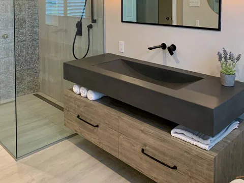 Vanite en beton modele bali couleur charcoal poli.