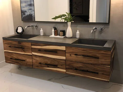 Vanite en beton modele flo couleur charcoal poli.