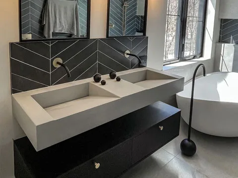Vanite en beton modele flo couleur gris cendre naturel.