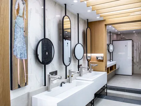 Vanite en beton modele flo sur mesure couleur extra blanc.