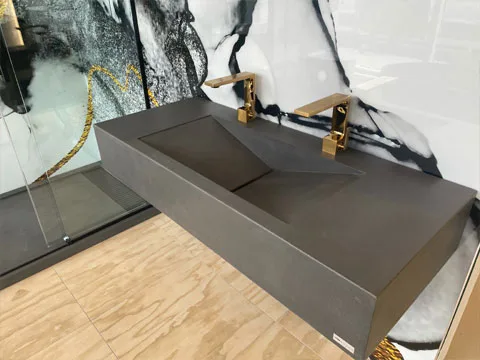 Vanite en beton modele latus couleur charcoal poli.