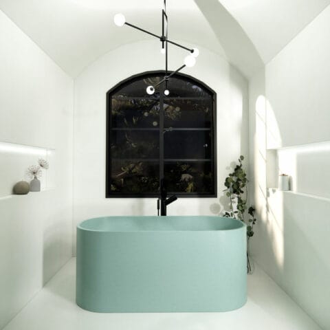 Baignoire en beton modele jasper colori aqua.