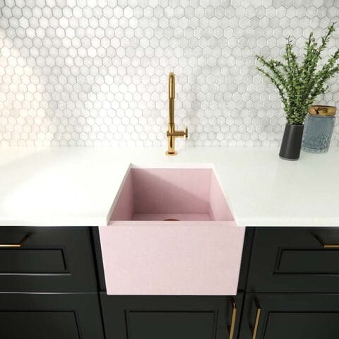 Concrete kitchen sink model london color blush.